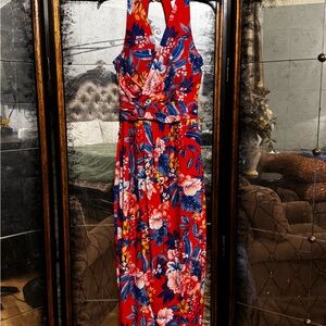 Sienna Vibrant Red Floral Maxi Dress